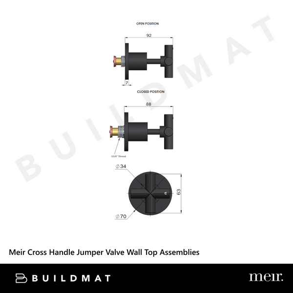 Meir Cross Handle Jumper Valve Wall Top Assemblies Polished Chrome
