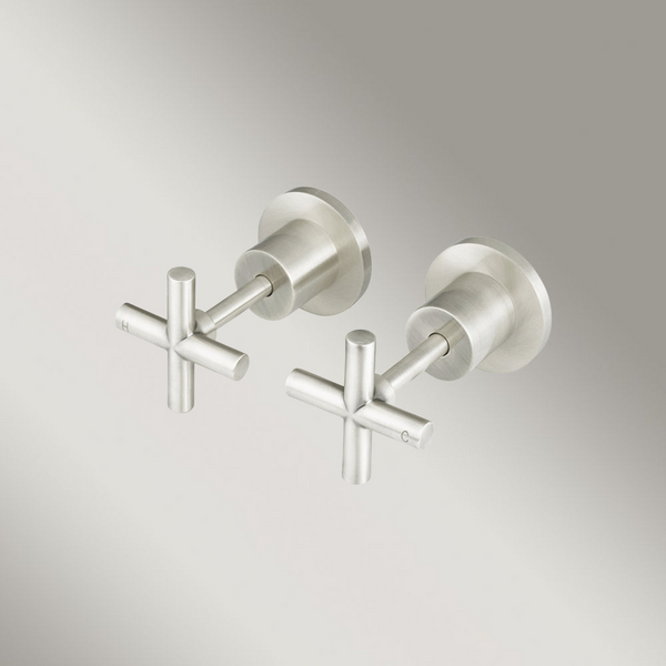 Meir Cross Handle Jumper Valve Wall Top Assemblies Brushed Nickel
