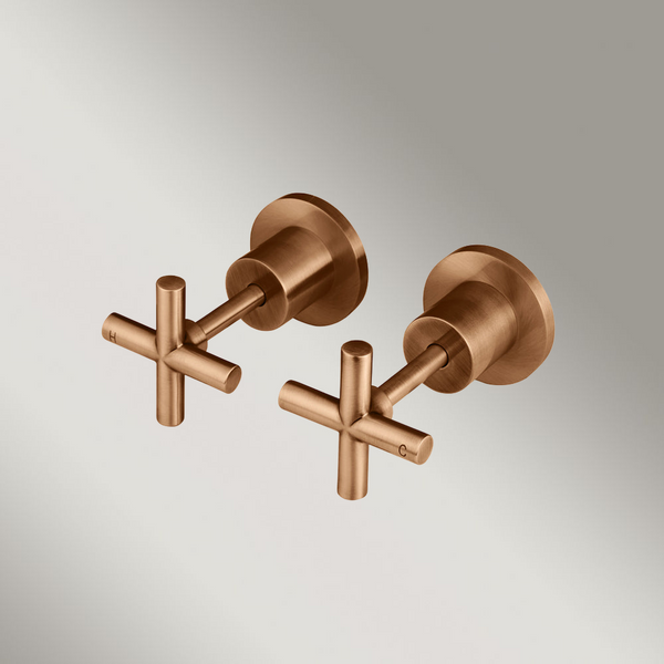 Meir Cross Handle Jumper Valve Wall Top Assemblies Lustre Bronze
