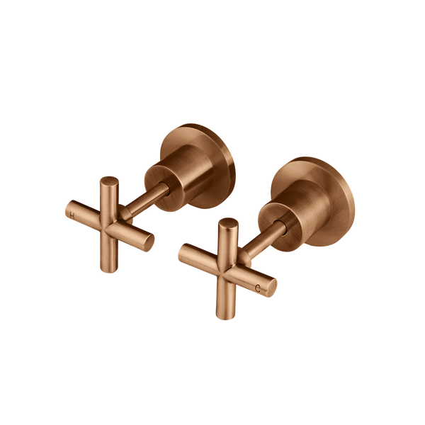 Meir Cross Handle Jumper Valve Wall Top Assemblies Lustre Bronze