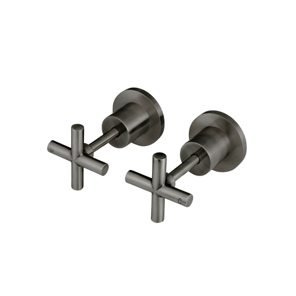 Meir Cross Handle Jumper Valve Wall Top Assemblies Shadow Gunmetal