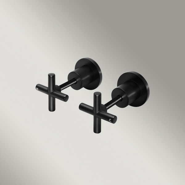 Meir Cross Handle Jumper Valve Wall Top Assemblies Matte Black