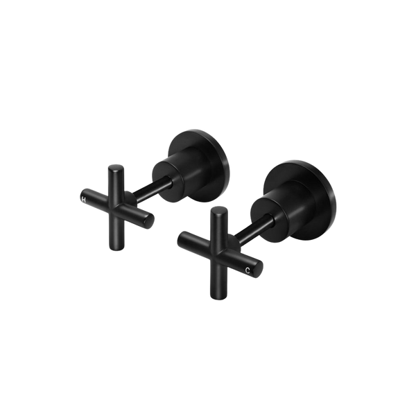 Meir Cross Handle Jumper Valve Wall Top Assemblies Matte Black
