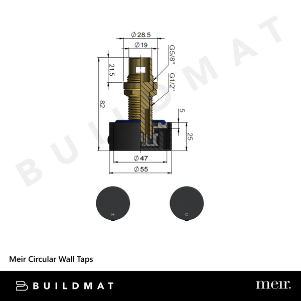 Meir Circular Wall Taps Brushed Nickel