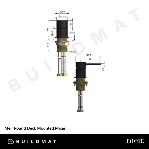 Meir Round Deck Mounted Mixer Matte Black