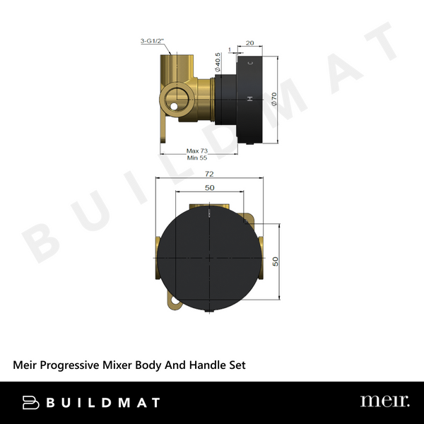 Meir Progressive Mixer Body And Handle Set Polished Chrome