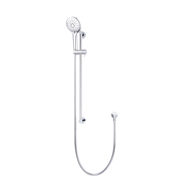 Meir Round Three Function Hand Shower On Rail Column Polished Chrome