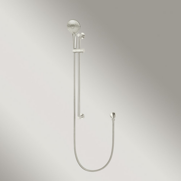 Meir Round Three Function Hand Shower On Rail Column Brushed Nickel