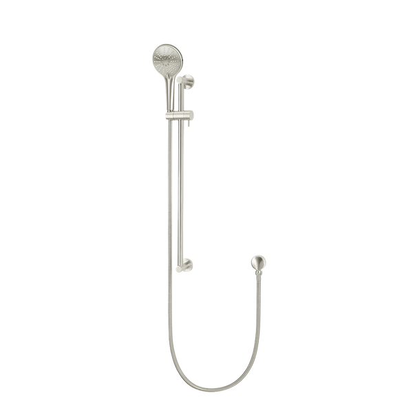 Meir Round Three Function Hand Shower On Rail Column Brushed Nickel