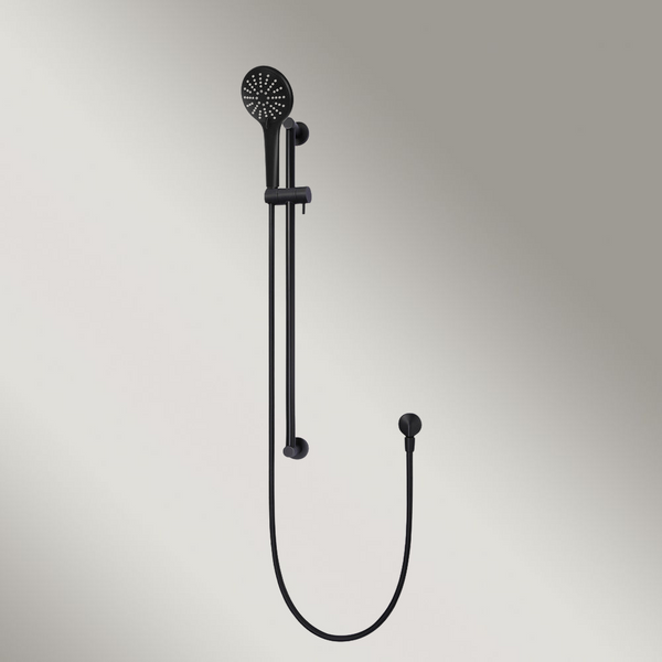Meir Round Three Function Hand Shower On Rail Column Matte Black