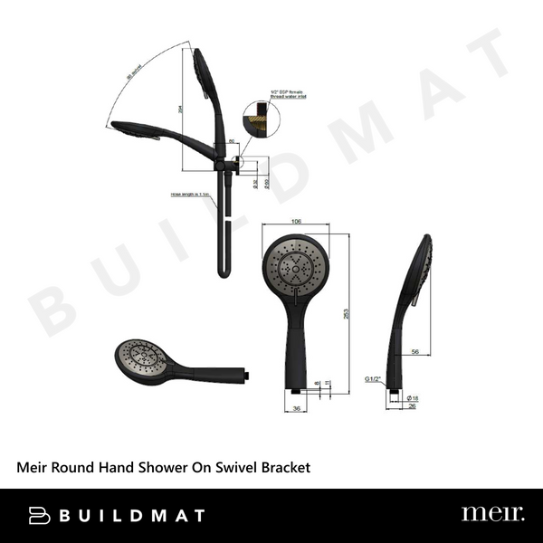 Meir Round Hand Shower On Swivel Bracket Lustre Bronze