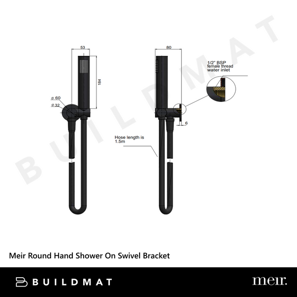 Meir Round Hand Shower On Swivel Bracket Champagne