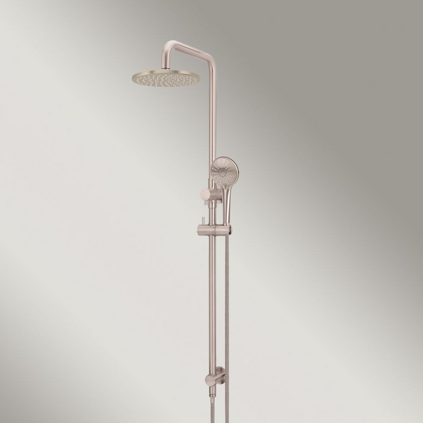 Meir Round Combination Shower Rail 200mm Rose Three Function Hand Shower Champagne