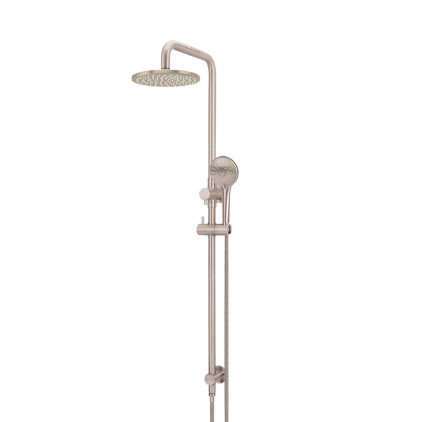 Meir Round Combination Shower Rail 200mm Rose Three Function Hand Shower Champagne