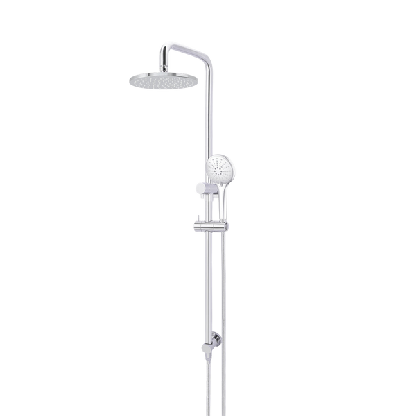 Meir Round Combination Shower Rail 200mm Rose Three Function Hand Shower Polished Chrome