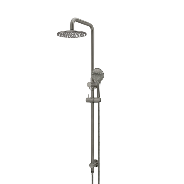 Meir Round Combination Shower Rail 200mm Rose Three Function Hand Shower Shadow Gunmetal