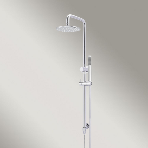 Meir Round Combination Shower Rail 200mm Rose Single Function Hand Shower Polished Chrome