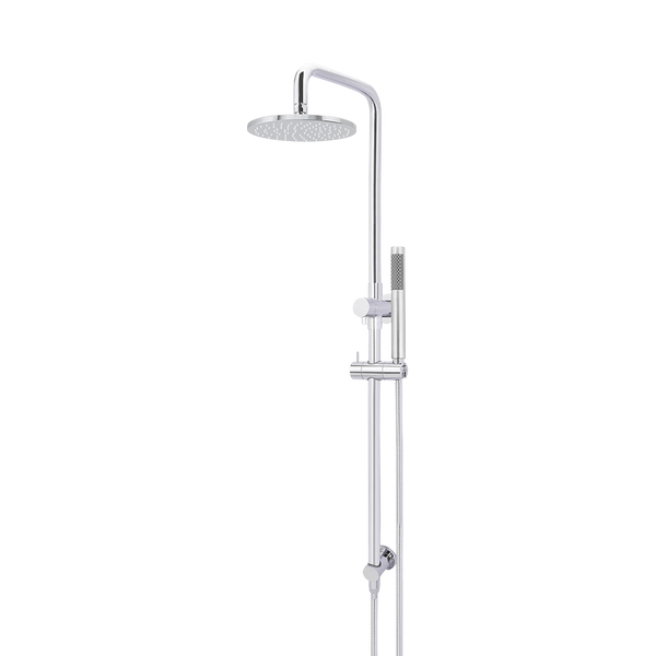 Meir Round Combination Shower Rail 200mm Rose Single Function Hand Shower Polished Chrome