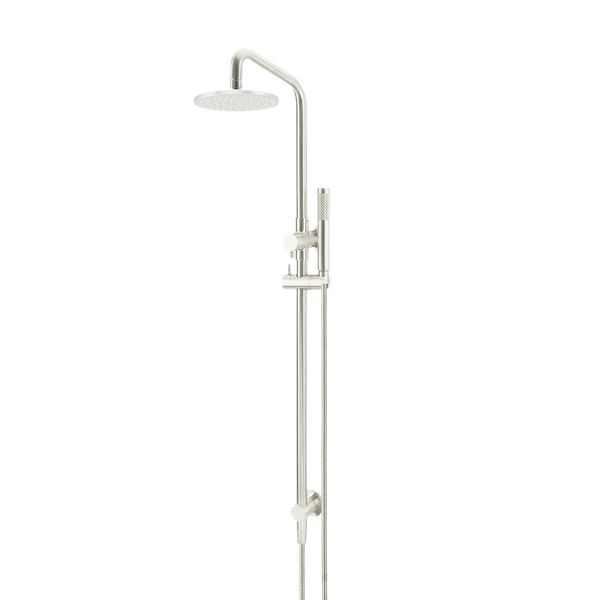 Meir Round Combination Shower Rail 200mm Rose Single Function Hand Shower Brushed Nickel