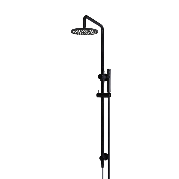 Meir Round Combination Shower Rail 200mm Rose Single Function Hand Shower Matte Black