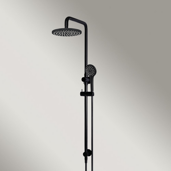 Meir Round Combination Shower Rail 200mm Rose Three-Function Hand Shower Matte Black