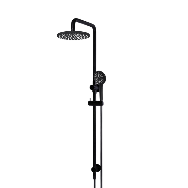 Meir Round Combination Shower Rail 200mm Rose Three-Function Hand Shower Matte Black