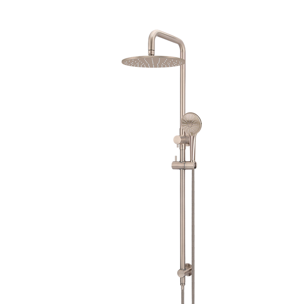 Meir Round Combination Shower Rail 300mm Rose Three Function Hand Shower Champagne