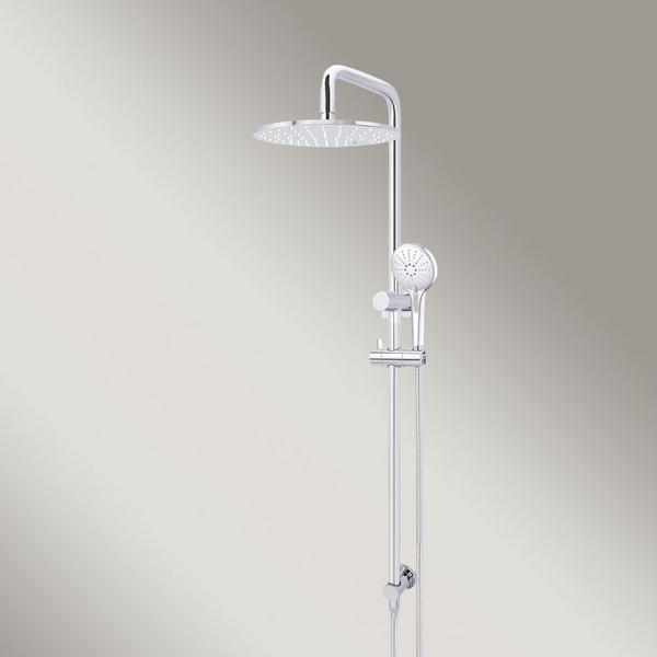 Meir Round Combination Shower Rail 300mm Rose Three Function Hand Shower Polished Chrome