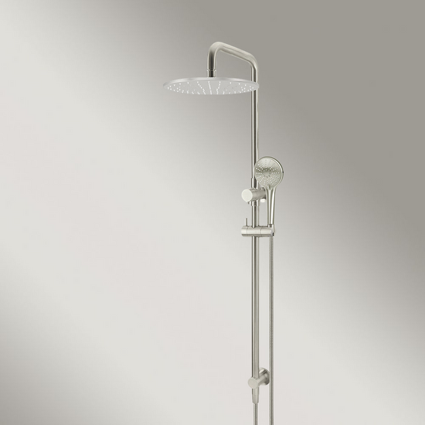 Meir Round Combination Shower Rail 300mm Rose Three Function Hand Shower Brushed Nickel