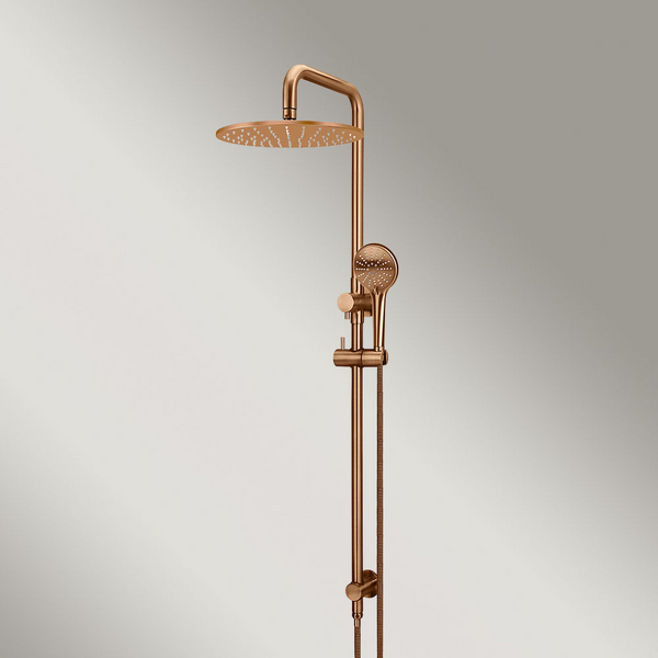 Meir Round Combination Shower Rail 300mm Rose Three Function Hand Shower Lustre Bronze