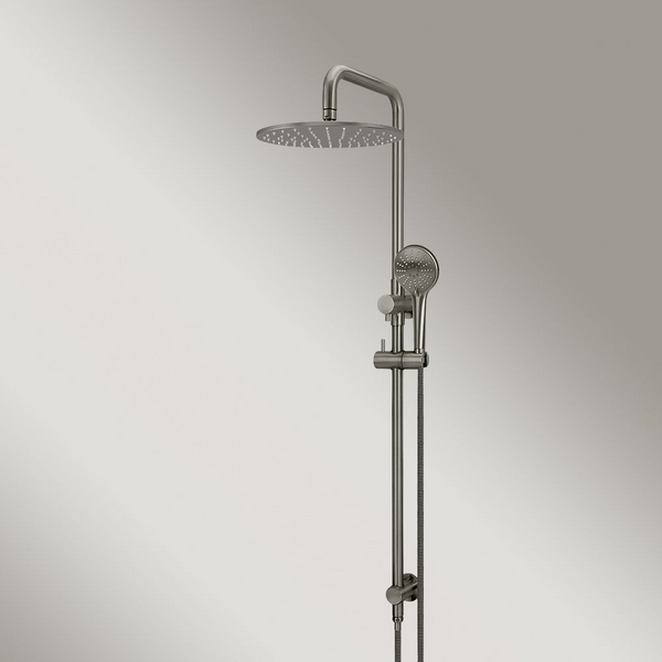 Meir Round Combination Shower Rail 300mm Rose Three Function Hand Shower Shadow Gunmetal
