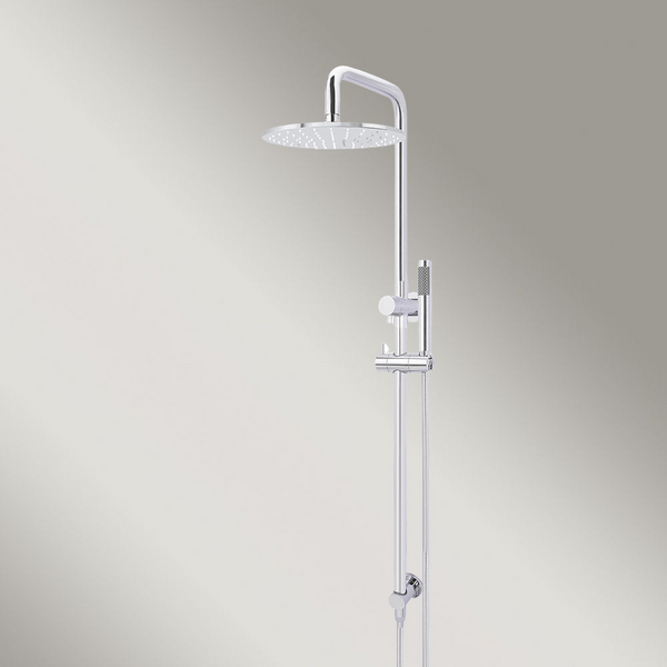 Meir Round Combination Shower Rail 300mm Rose Single Function Hand Shower Polished Chrome