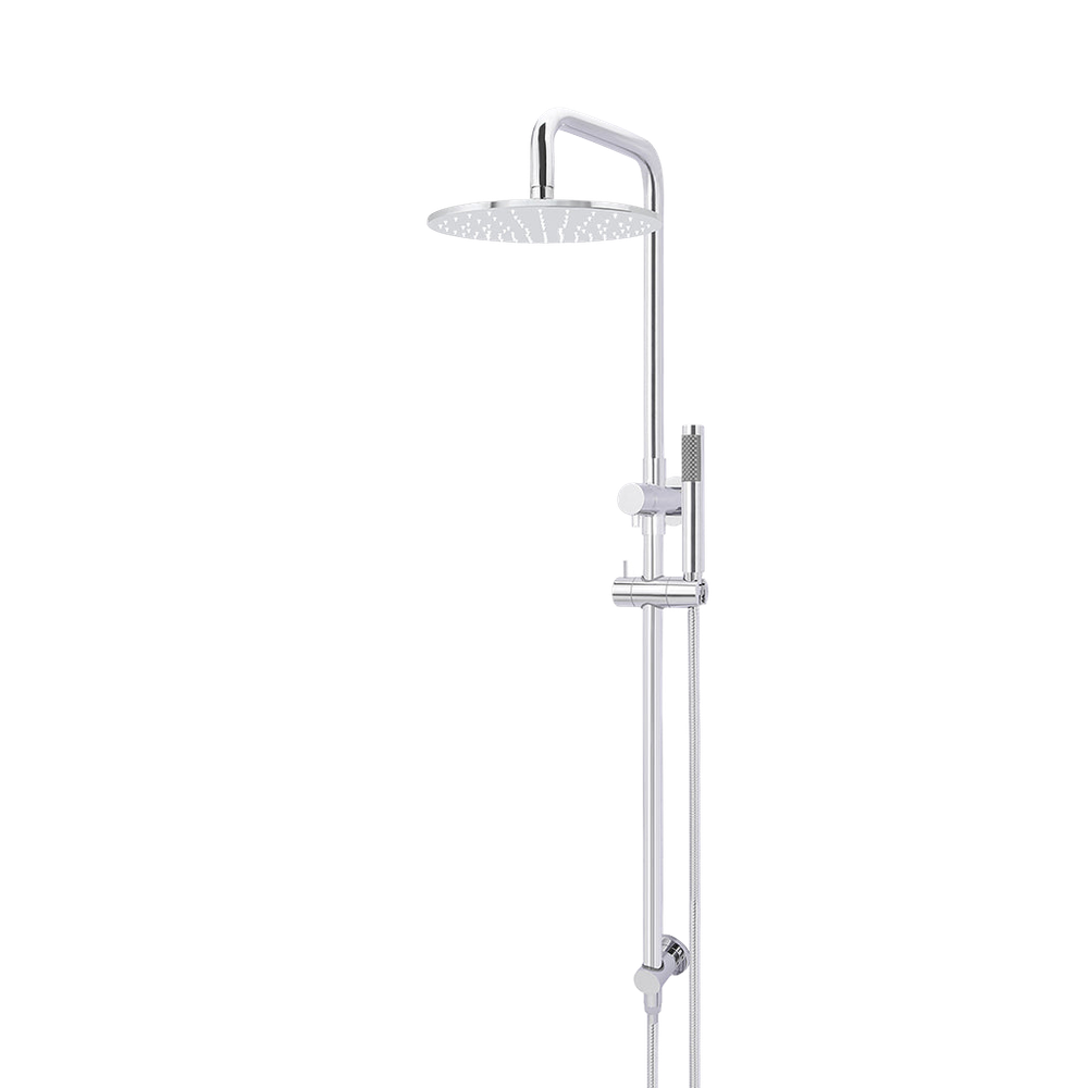 This Polished Chrome Shower Rail has an innovative world-first design, exclusive to Meir; comprising of a universal water inlet; enabling this shower to be installed either as a top or bottom water connection, suiting both existing and new homes.With a simple twist of the in-built diverter, you can switch from the over