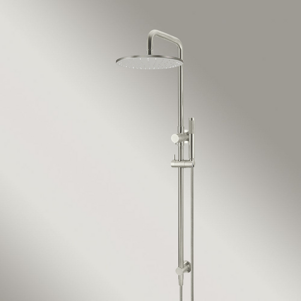 Meir Round Combination Shower Rail 300mm Rose Single Function Hand Shower Brushed Nickel
