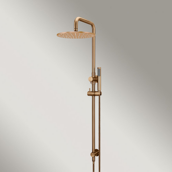 Meir Round Combination Shower Rail 300mm Rose Single Function Hand Shower Lustre Bronze