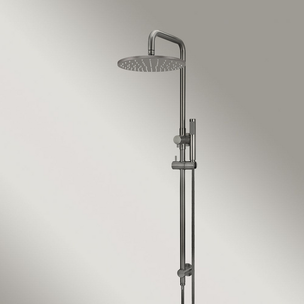 Meir Round Combination Shower Rail 300mm Rose Single Function Hand Shower Shadow Gunmetal