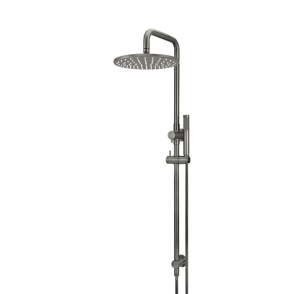 Meir Round Combination Shower Rail 300mm Rose Single Function Hand Shower Shadow Gunmetal