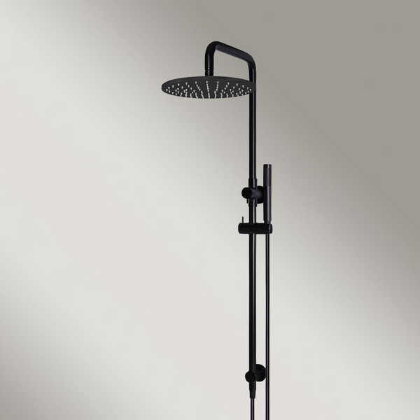Meir Round Combination Shower Rail 300mm Rose Single Function Hand Shower Matte Black