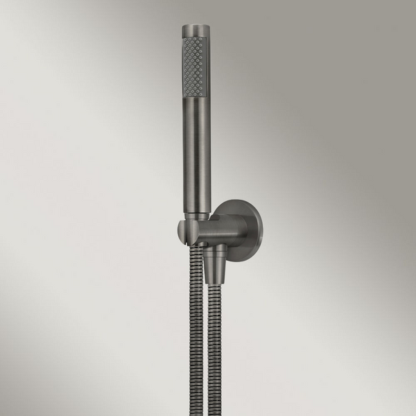 Meir Round Hand Shower On Fixed Bracket Shadow Gunmetal