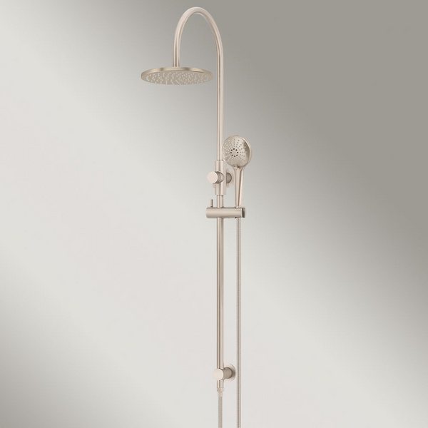 Meir 200mm Round Overhead Shower Rail Three Function Hand Shower Champagne
