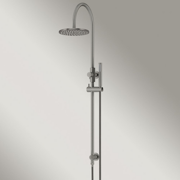 Meir 200mm Round Overhead Shower Set Single Function Hand Shower Shadow Gunmetal