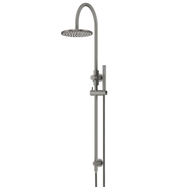 Meir 200mm Round Overhead Shower Set Single Function Hand Shower Shadow Gunmetal