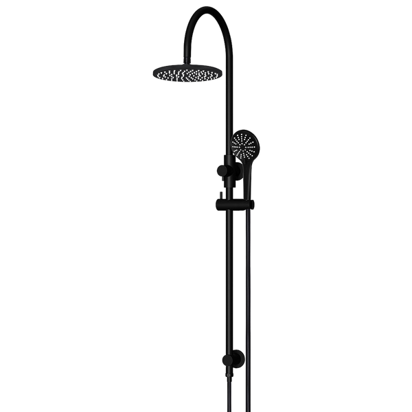 Meir 200mm Round Overhead Shower Rail Three Function Hand Shower Matte Black
