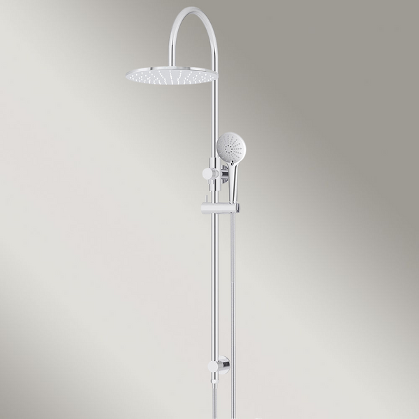 Meir 300mm Round Overhead Shower Rail Three Function Hand Shower Polished Chrome