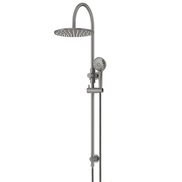 Meir 300mm Round Overhead Shower Rail Three Function Hand Shower Shadow Gunmetal