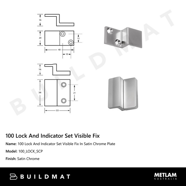 Metlam 100 Lock And Indicator Set Visible Fix In Satin Chrome Plate