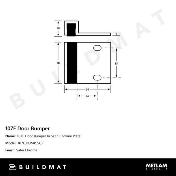 Metlam 107E Door Bumper In Satin Chrome Plate