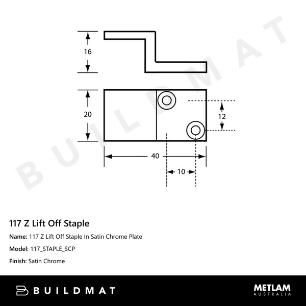 Metlam 117 Z Lift Off Staple In Satin Chrome Plate