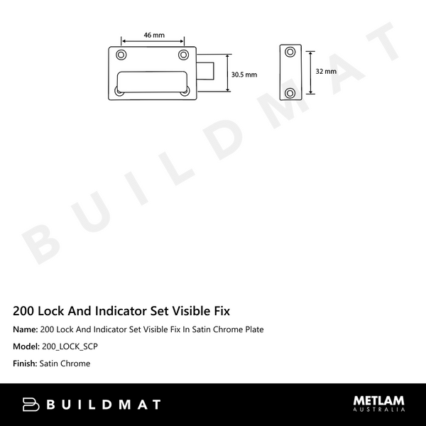 Metlam 200 Lock And Indicator Set Visible Fix In Satin Chrome Plate
