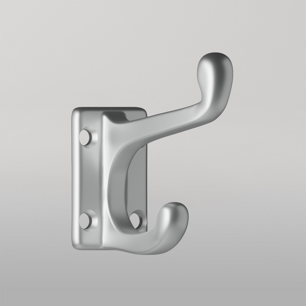 Metlam Double Coat Hook In Satin Chrome Plate